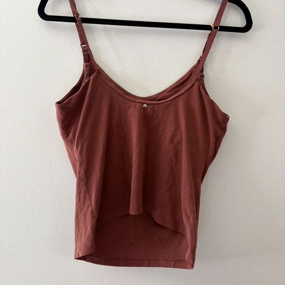 HATCH Maternity Pima Cotton Nursing Camisole Terracotta Red Small V-Neck Tank - Picture 4 of 7
